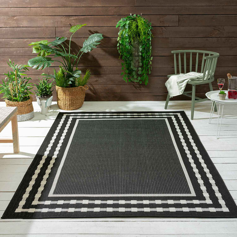 17 Stories Evangelyne Flatweave Black/White Rug Wayfair.ie